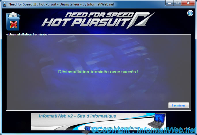 NFS III : Hot Pursuit - Installer - Désinstallation terminée